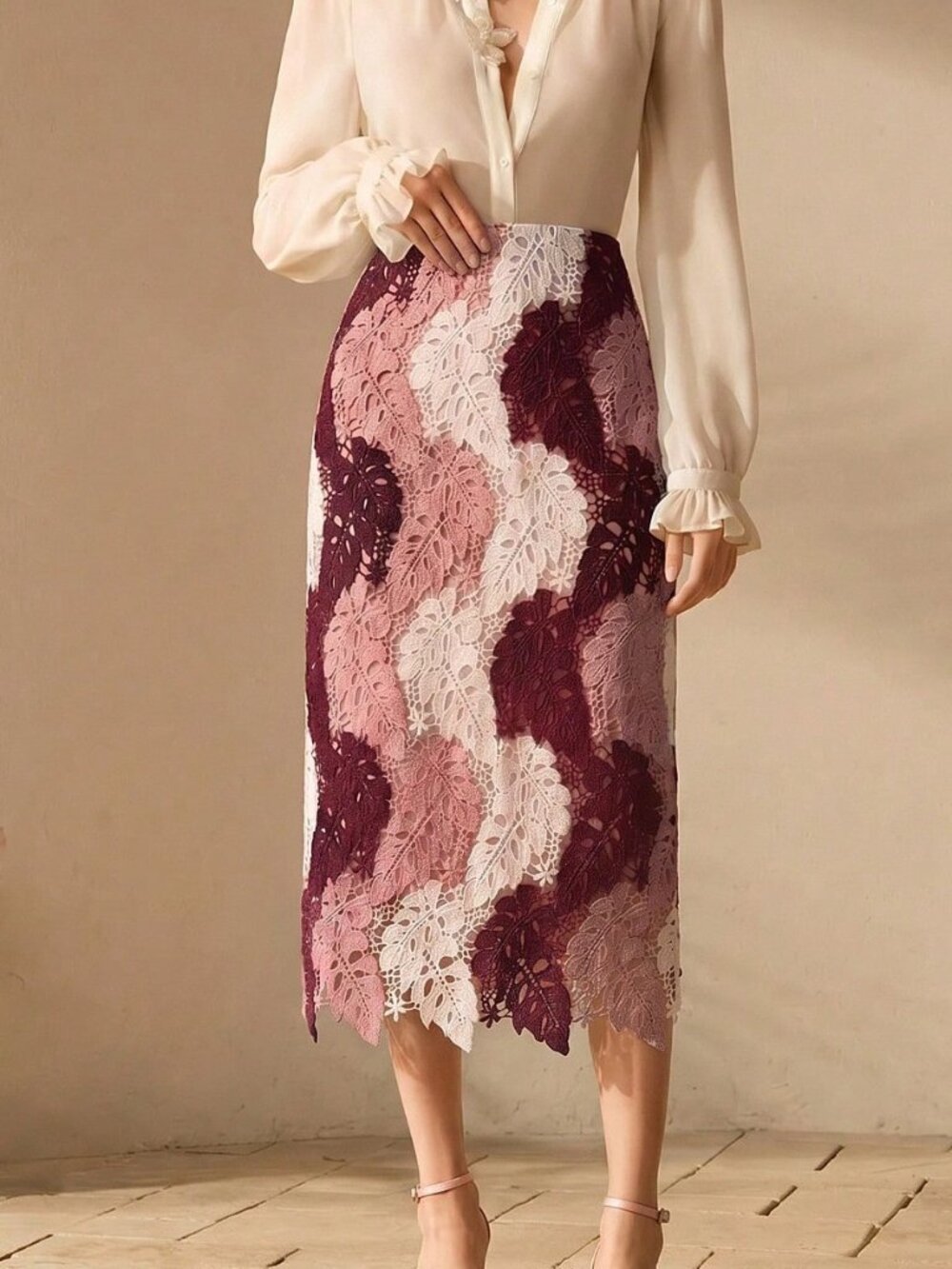Multicolor Elegant Women's Fringe Zip Midi Skirt